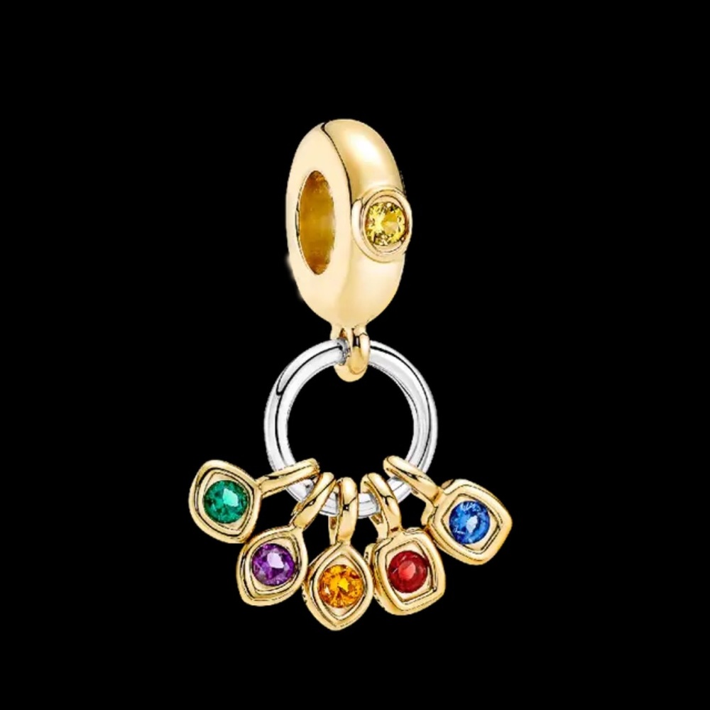 Pandora Marvel The Avengers Infinity Stones Dangle Charm, Gold-Plated